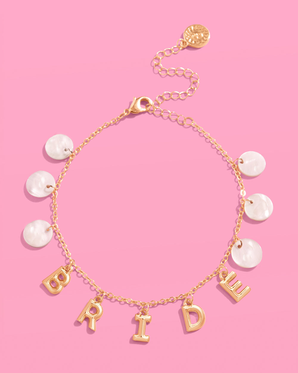 Bride Anklet - gold + mother of pearl discs
