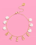 Bride Anklet - gold + mother of pearl discs