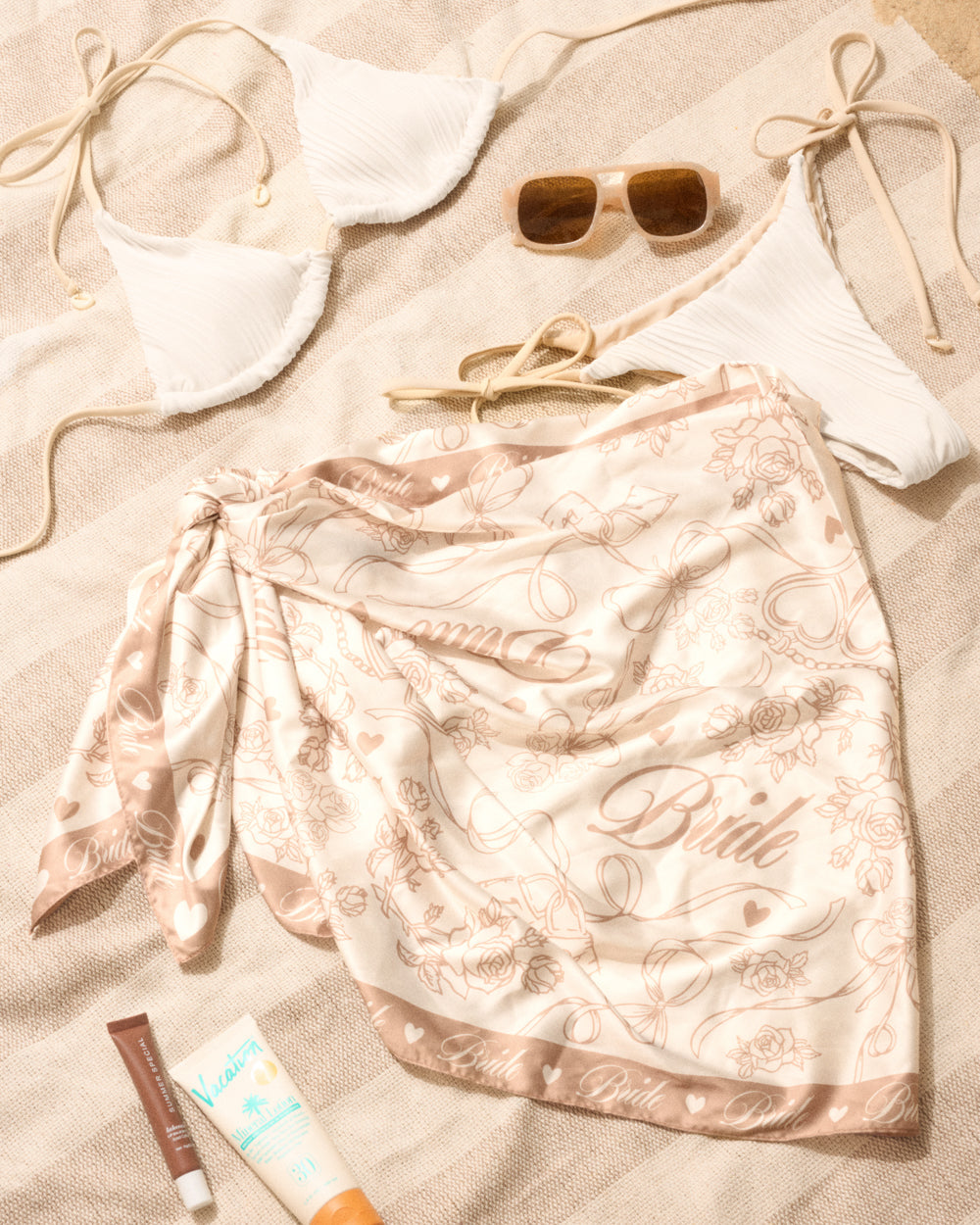 Neutral Bride Sarong - satin printed sarong
