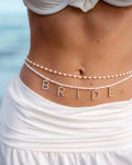 Bride Pearl Belly Chain - pearl + gold body chain