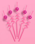 Pink Disco Straws - 12 reusable straws