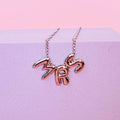 Silver MRS bubble necklace made from stainless steel, a timeless bridal and newlywed jewelry piece