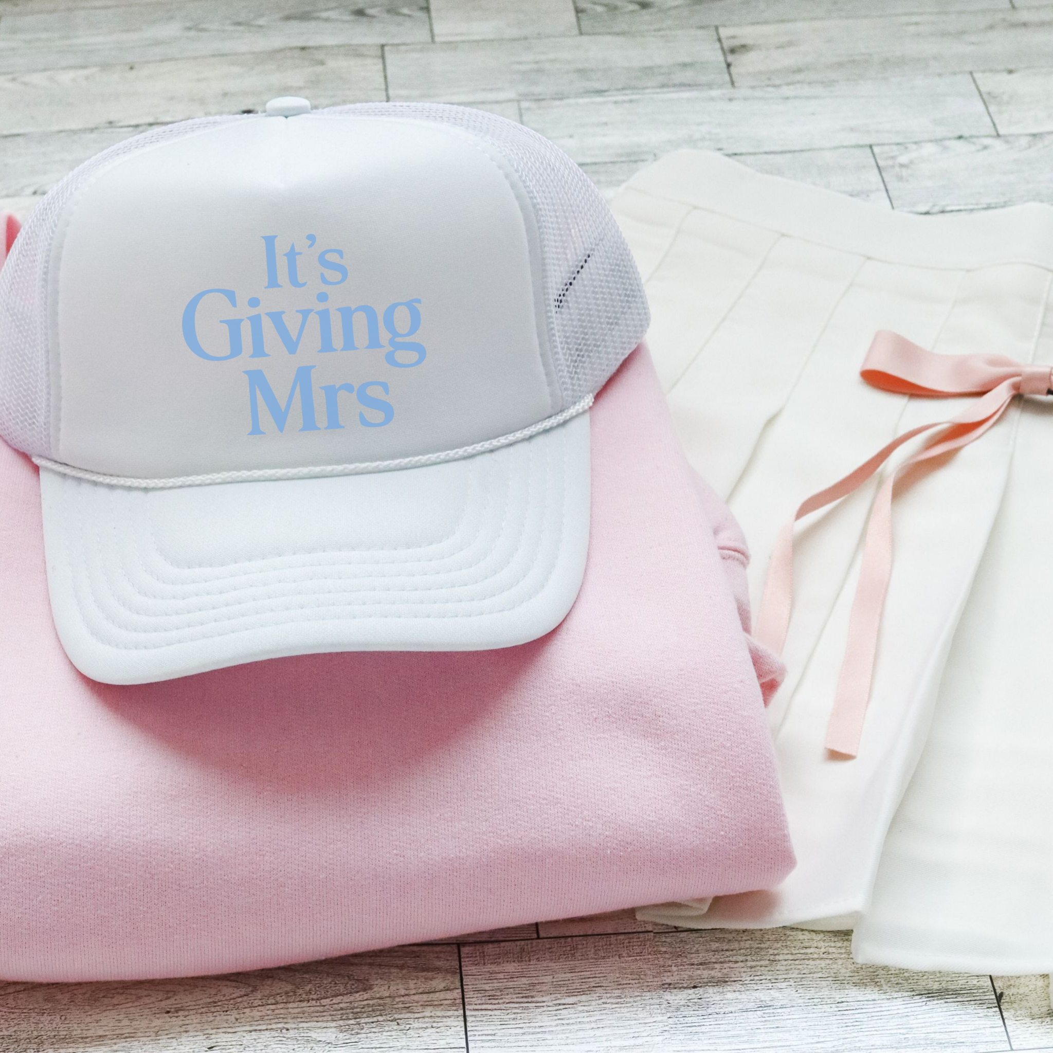 It’s Giving Mrs Trucker Hat – Bridal Foam Front OTTO Hat | Bachelorette & Newlywed Gift