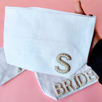 Pearl and Rhinestone Patch Makeup Bag
