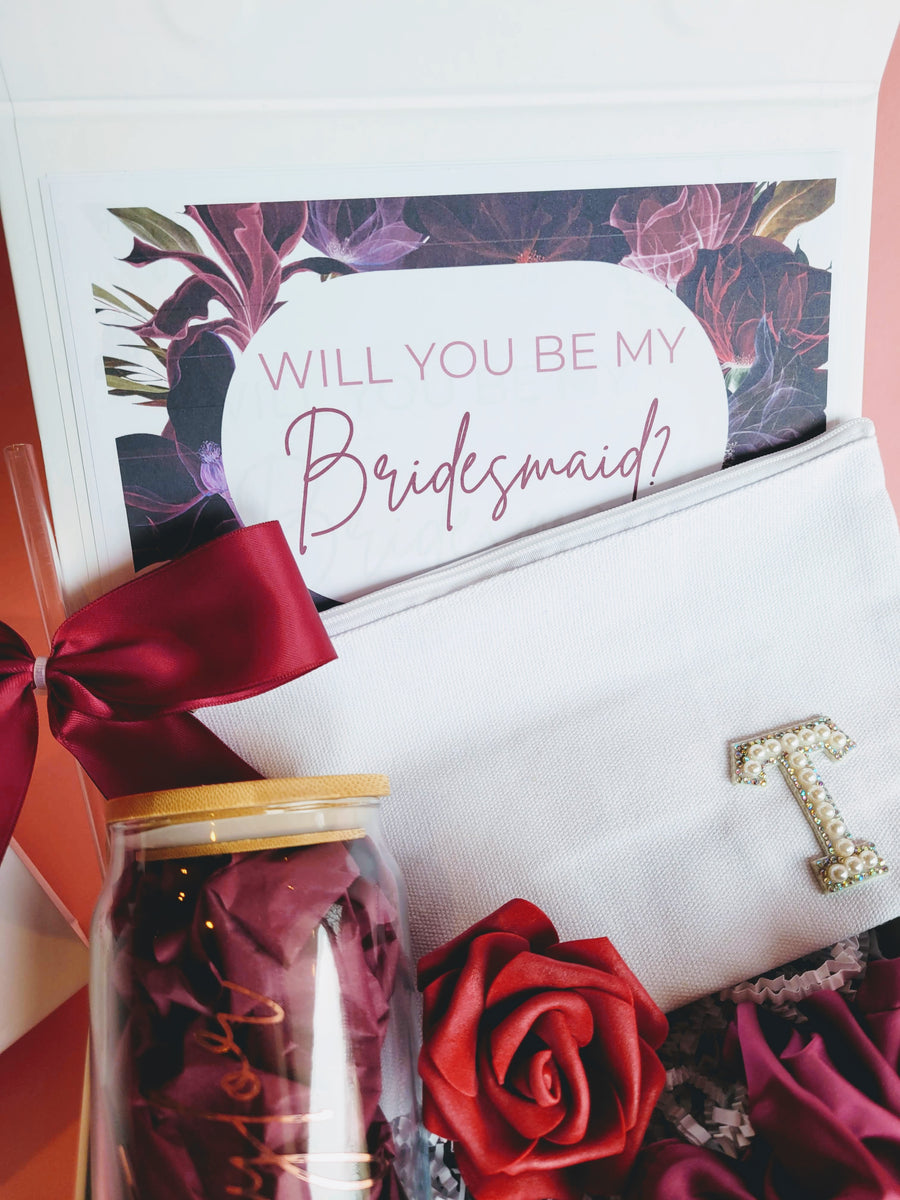 Burgundy Boho Bridesmaid proposal gift set – Crafty Lady Boutique