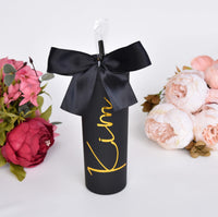 Personalized Rubber Tumbler with straw and bow