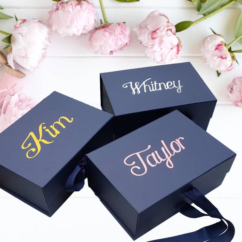 Personalized Navy Gift Box with Bow