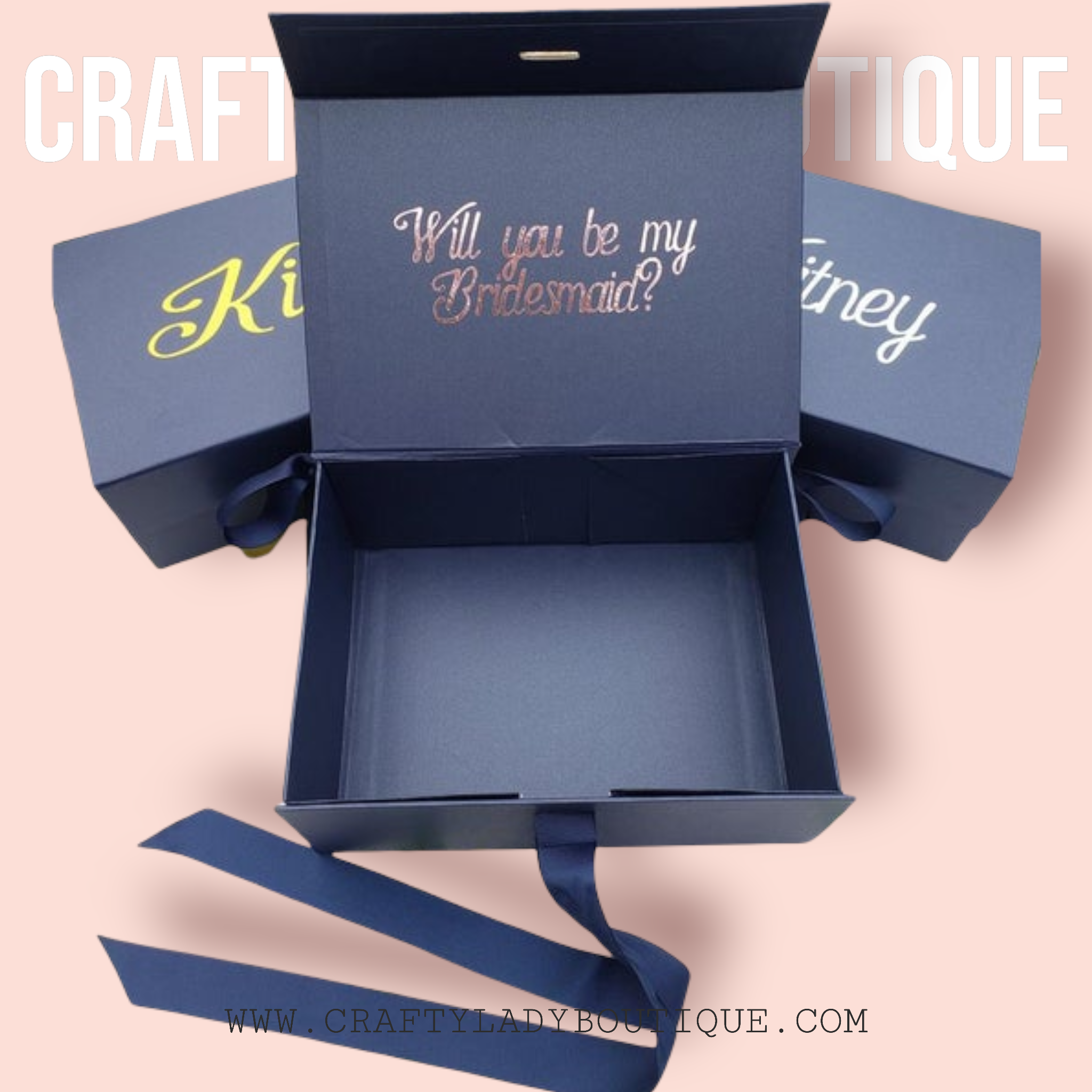 Personalized Navy Gift Box with Bow