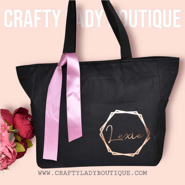 Personalized Tote Bag with zipper, Swag Bag – Crafty Lady Boutique