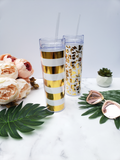 Personalized Gold Pattern Tumblers, Leopard Print or Stripes