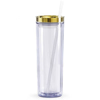 Personalized Glam Tumbler with metallic lid and straw